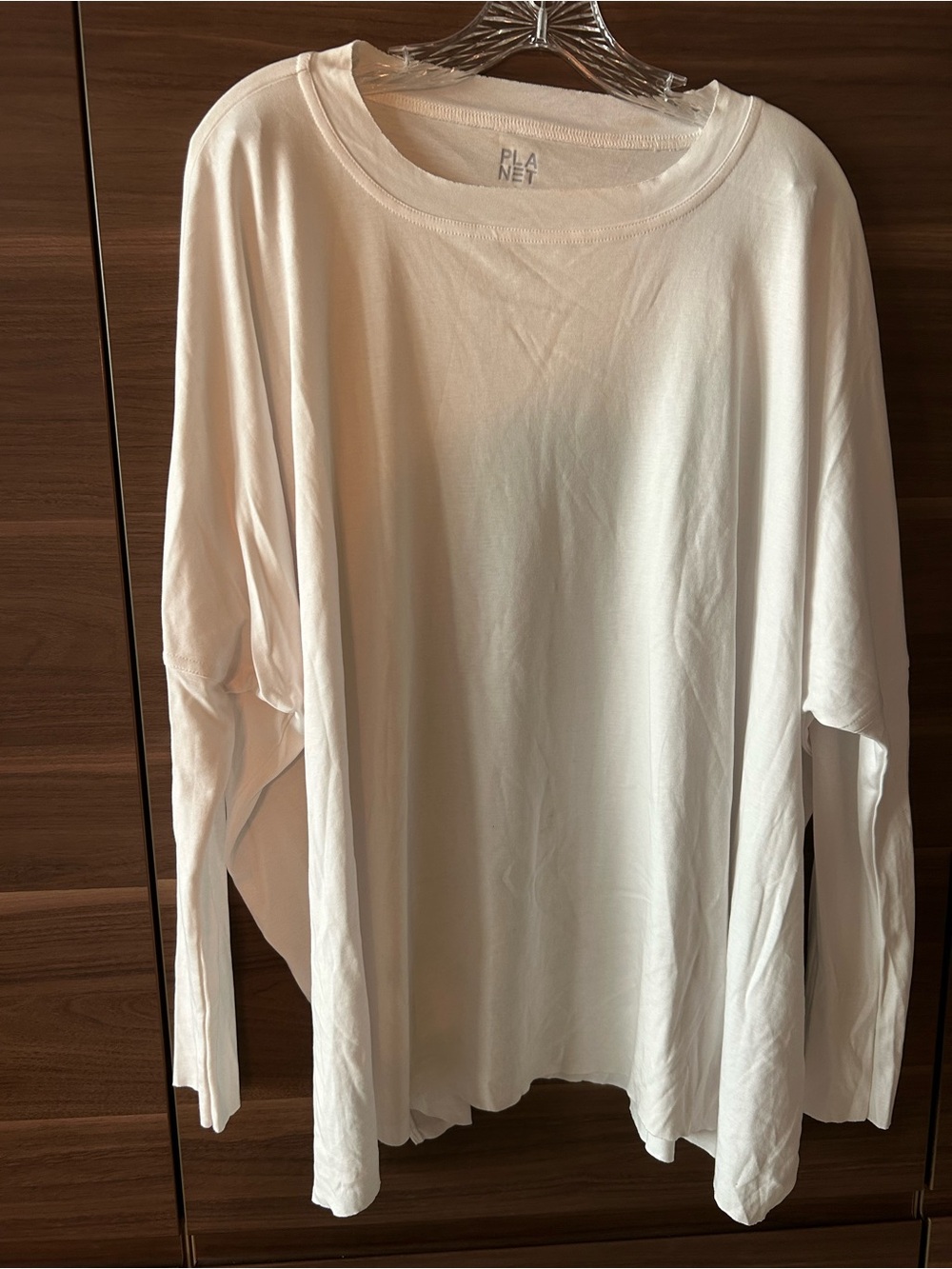 Planet Women's White Long-Sleeve Crewneck Tee, beautiful Pima cotton fabric.